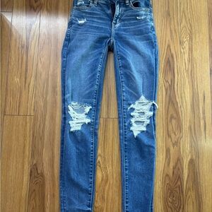 American Eagle Outfitters Ripped Blue Skinny Jeans